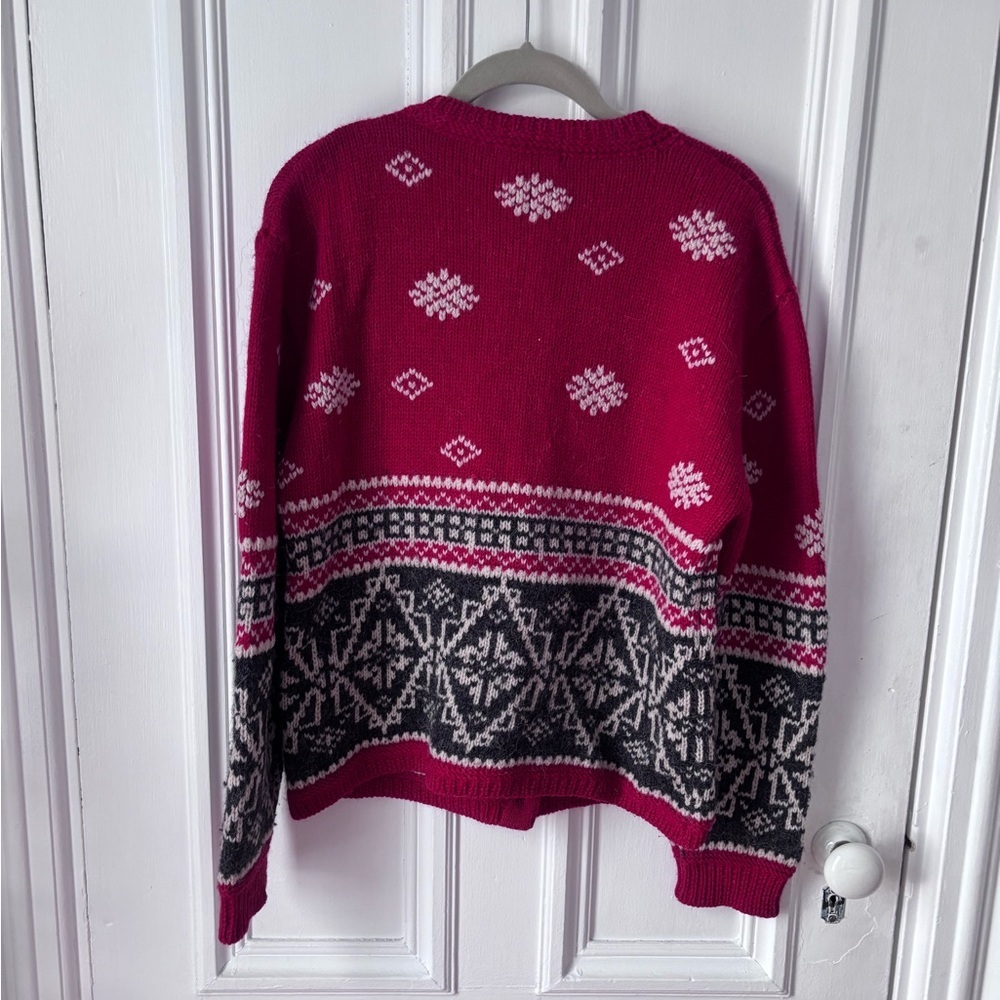 Women’s Eddie Bauer Vintage Wool Alpaca Blend Fair Isle Cardigan Sweater Medium - Picture 4 of 14